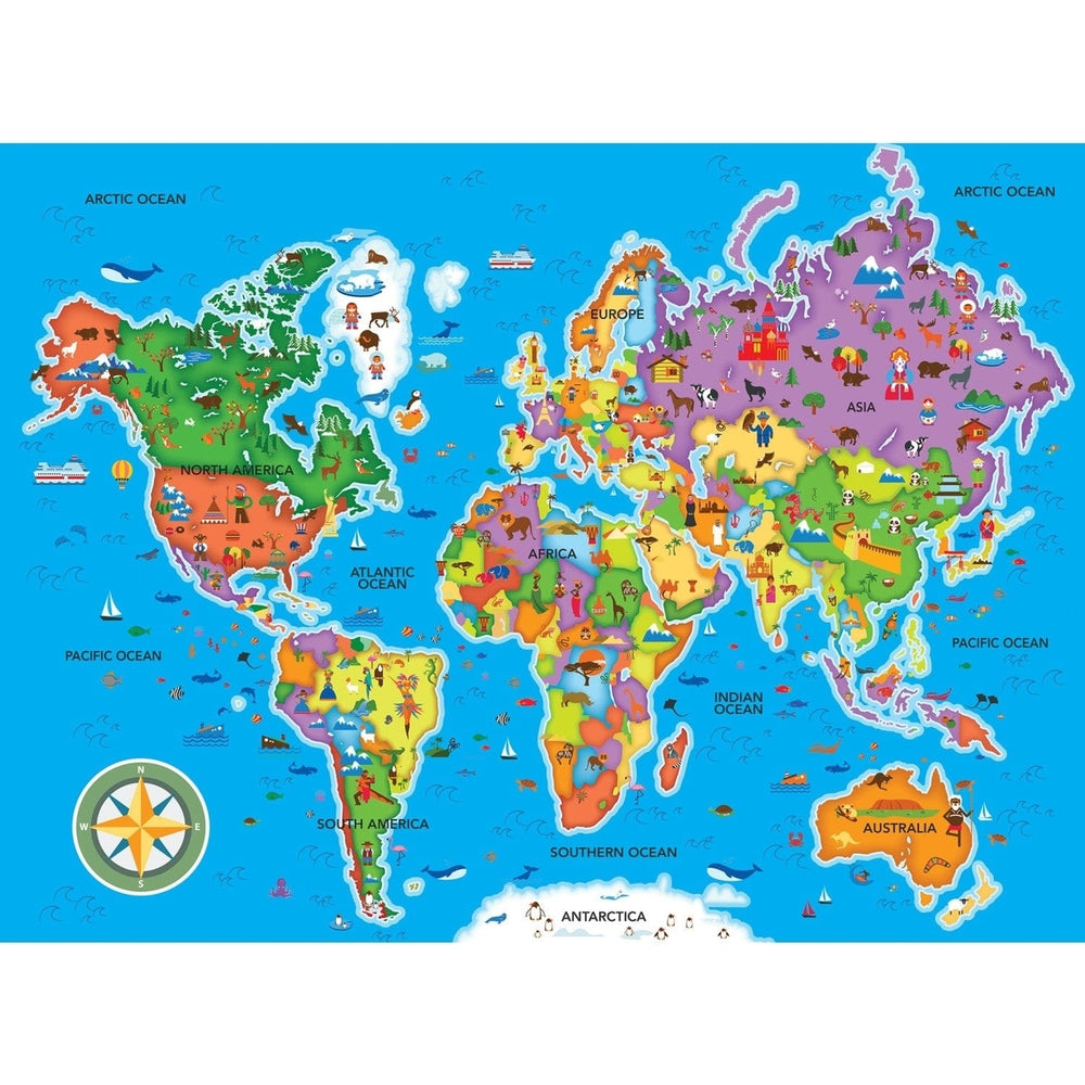 Explorer World Map 48 Piece Floor Jigsaw Puzzle Educational Fun Kids Family Image 2