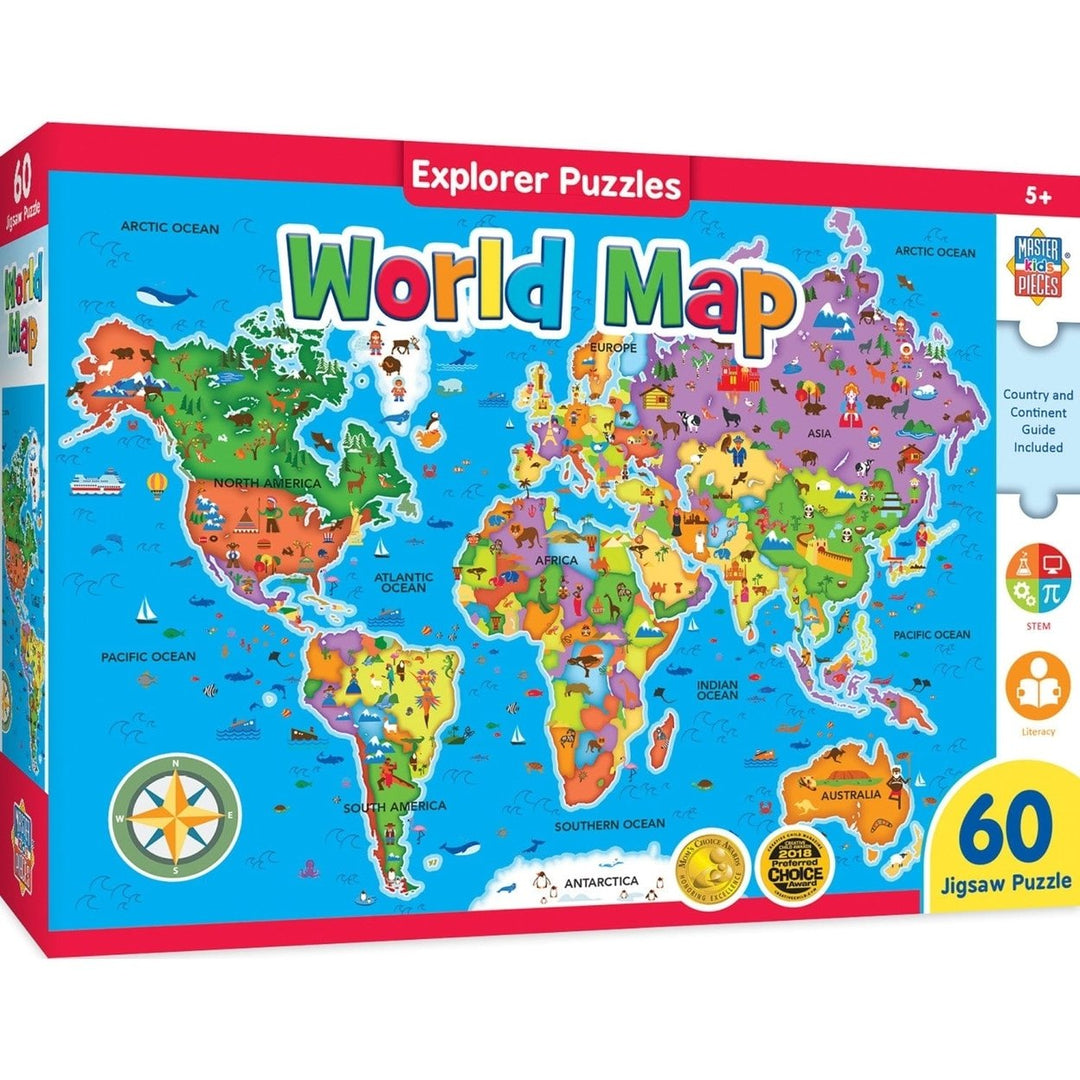 Explorer - World Map 60 Piece Jigsaw Puzzle Image 1