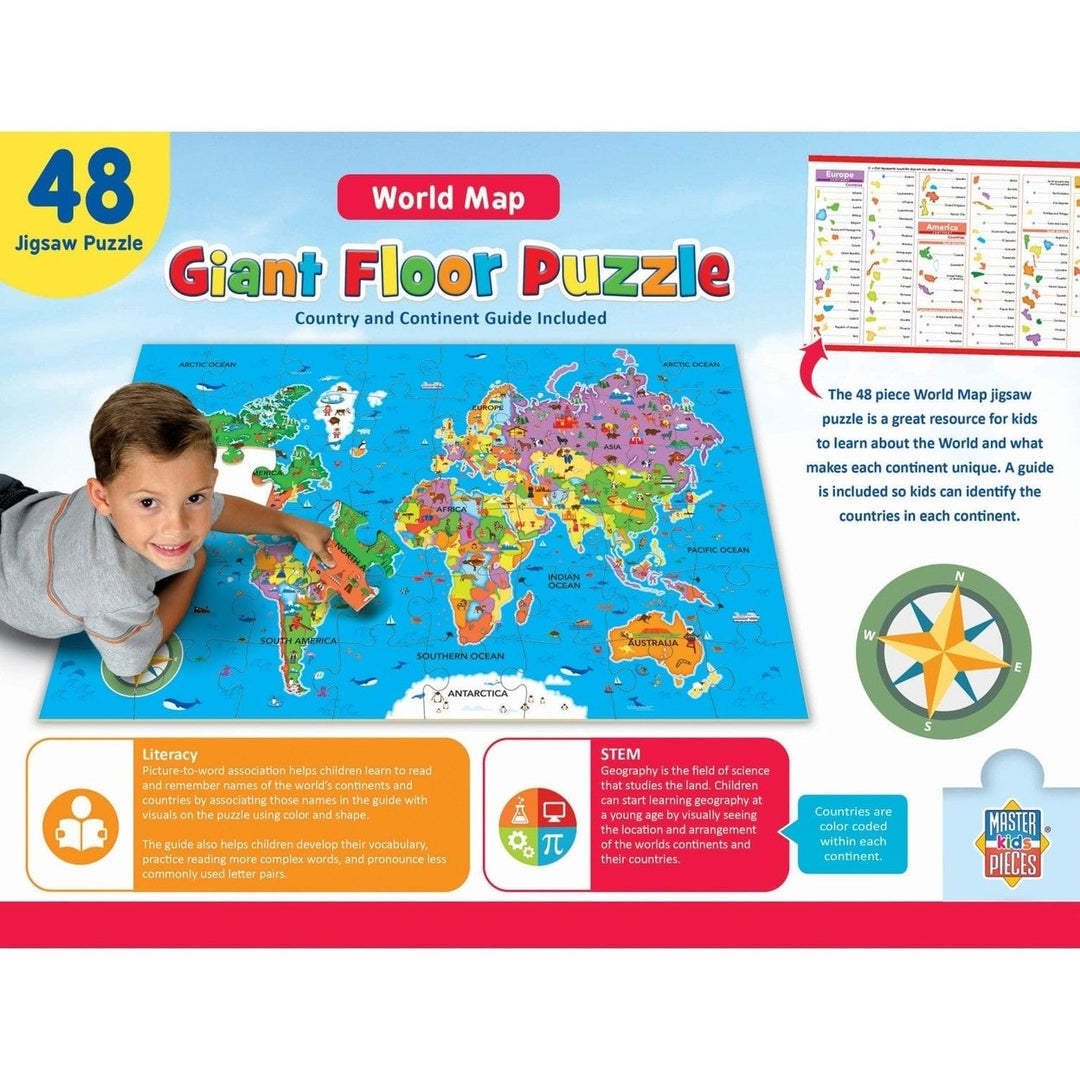 Explorer World Map 48 Piece Floor Jigsaw Puzzle Educational Fun Kids Family Image 3