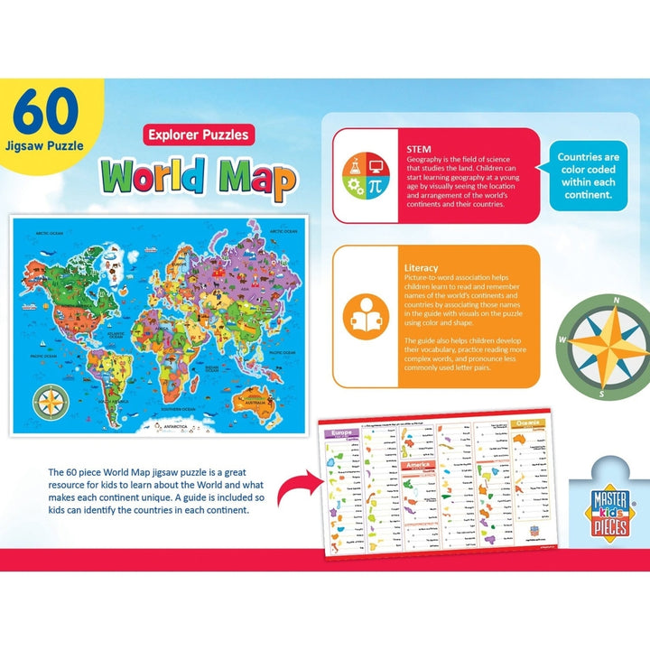 Explorer - World Map 60 Piece Jigsaw Puzzle Image 3