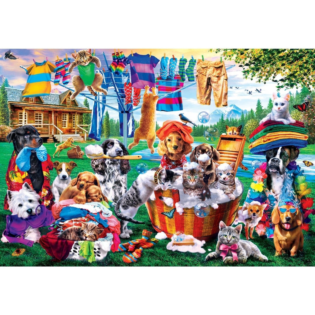 MasterPieces EZ Grip 1000 Piece Jigsaw Puzzle Laundry Day Rascals 34x23.5 inch Image 2