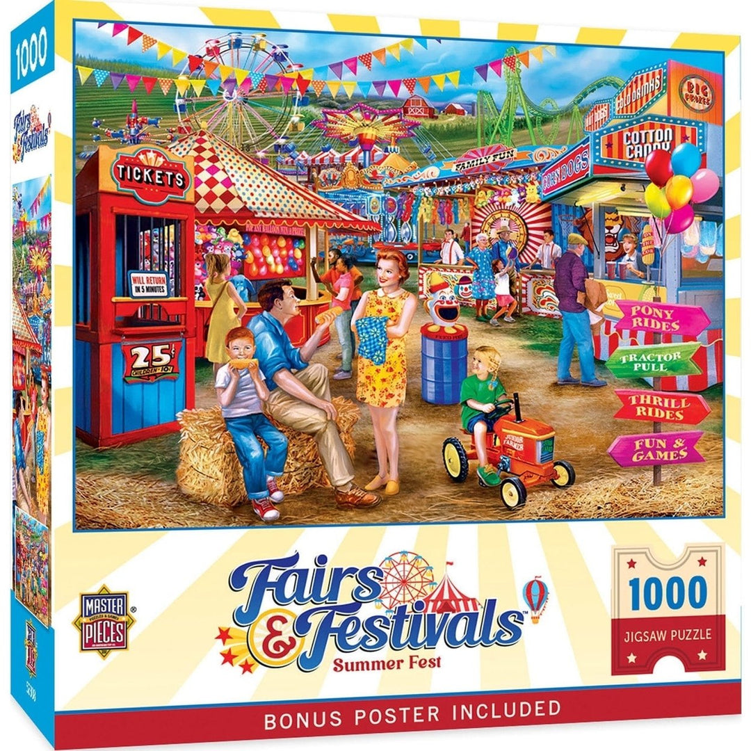 Summer Fest 1000 Piece Jigsaw Puzzle Family Fun Vacations Rides Games Treats Image 1