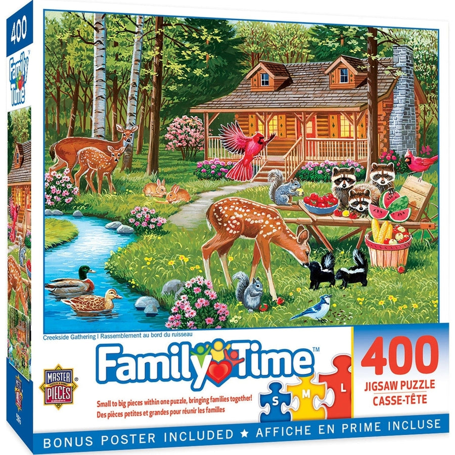 Family Time Creekside Gathering 400 Piece Jigsaw Puzzle Fun for All Ages Image 1