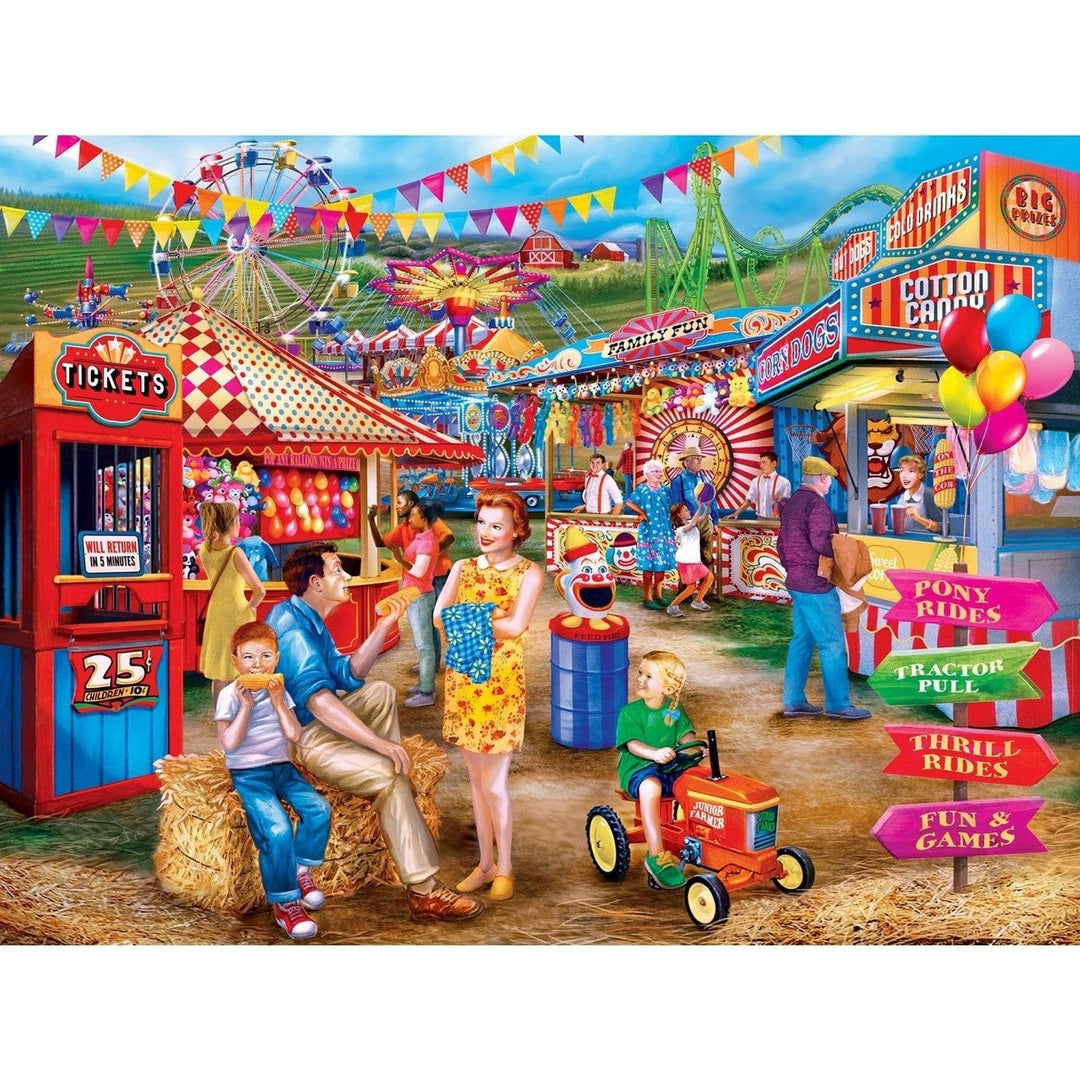 Family Time Day at the Fairgrounds 400 Piece Jigsaw Puzzle Colorful Fun Kids Image 2