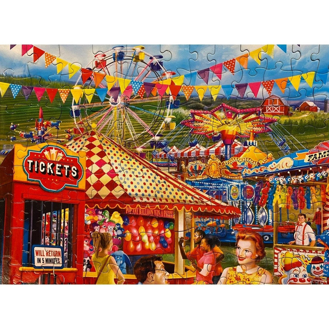 Family Time Day at the Fairgrounds 400 Piece Jigsaw Puzzle Colorful Fun Kids Image 6