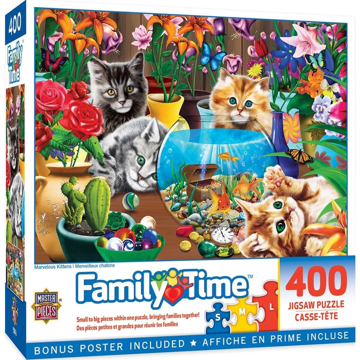 Family Time Marvelous Kittens 400 Piece Jigsaw Puzzle for All Ages Family Fun Image 1