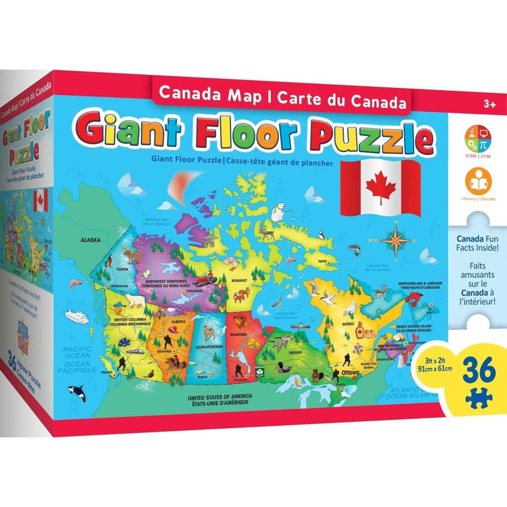 MasterPieces Canada Map 36 Piece Floor Puzzle Educational Geography Kids 24x36 Image 1