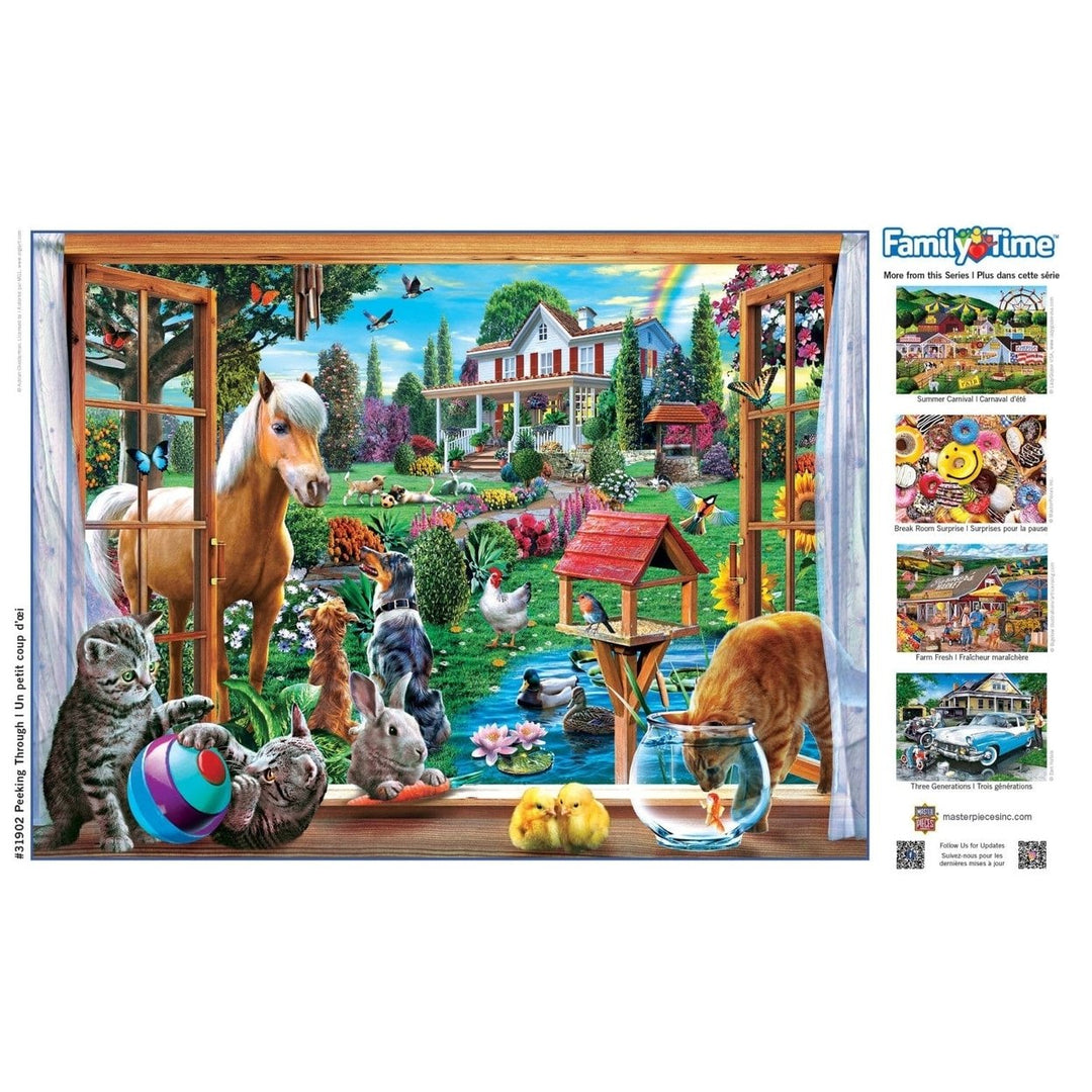 Family Time Peeking Through 400 Piece Jigsaw Puzzle Family Fun Puzzle Night Image 4