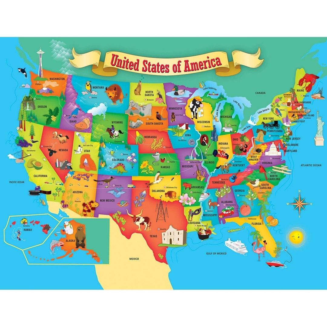 MasterPieces USA Map Puzzle 60 Pieces Kids Educational Ages 5-10 Geography Fun Image 2