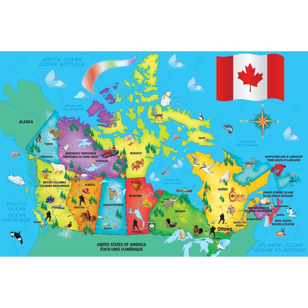 MasterPieces Canada Map 36 Piece Floor Puzzle Educational Geography Kids 24x36 Image 2