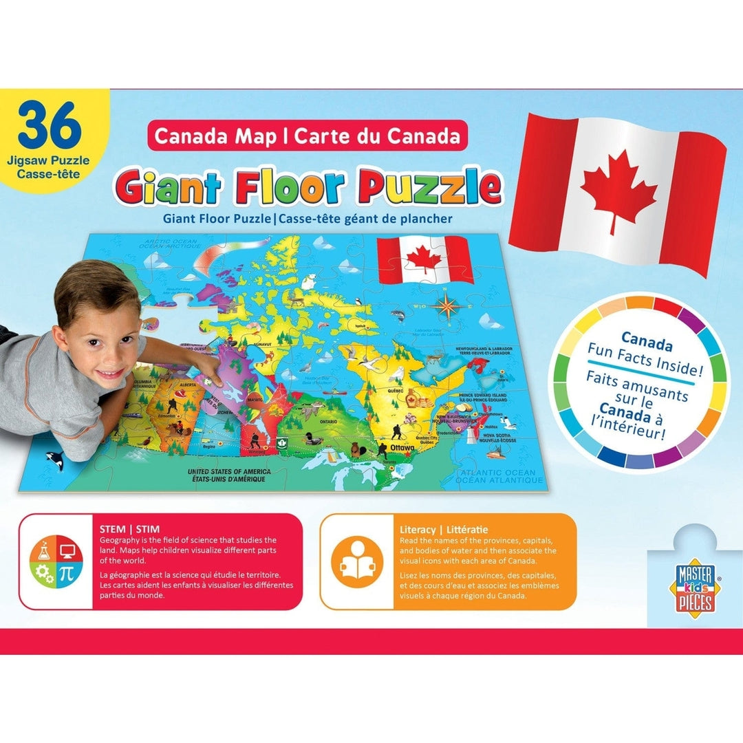 MasterPieces Canada Map 36 Piece Floor Puzzle Educational Geography Kids 24x36 Image 3