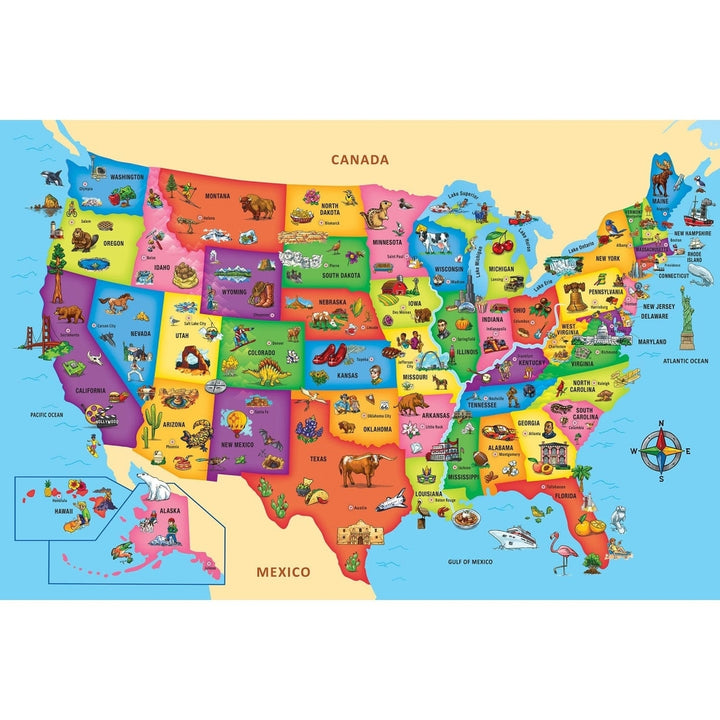 Explorer USA Map 80 Piece Floor Jigsaw Puzzle Geography Learning Toy for Kids Image 2