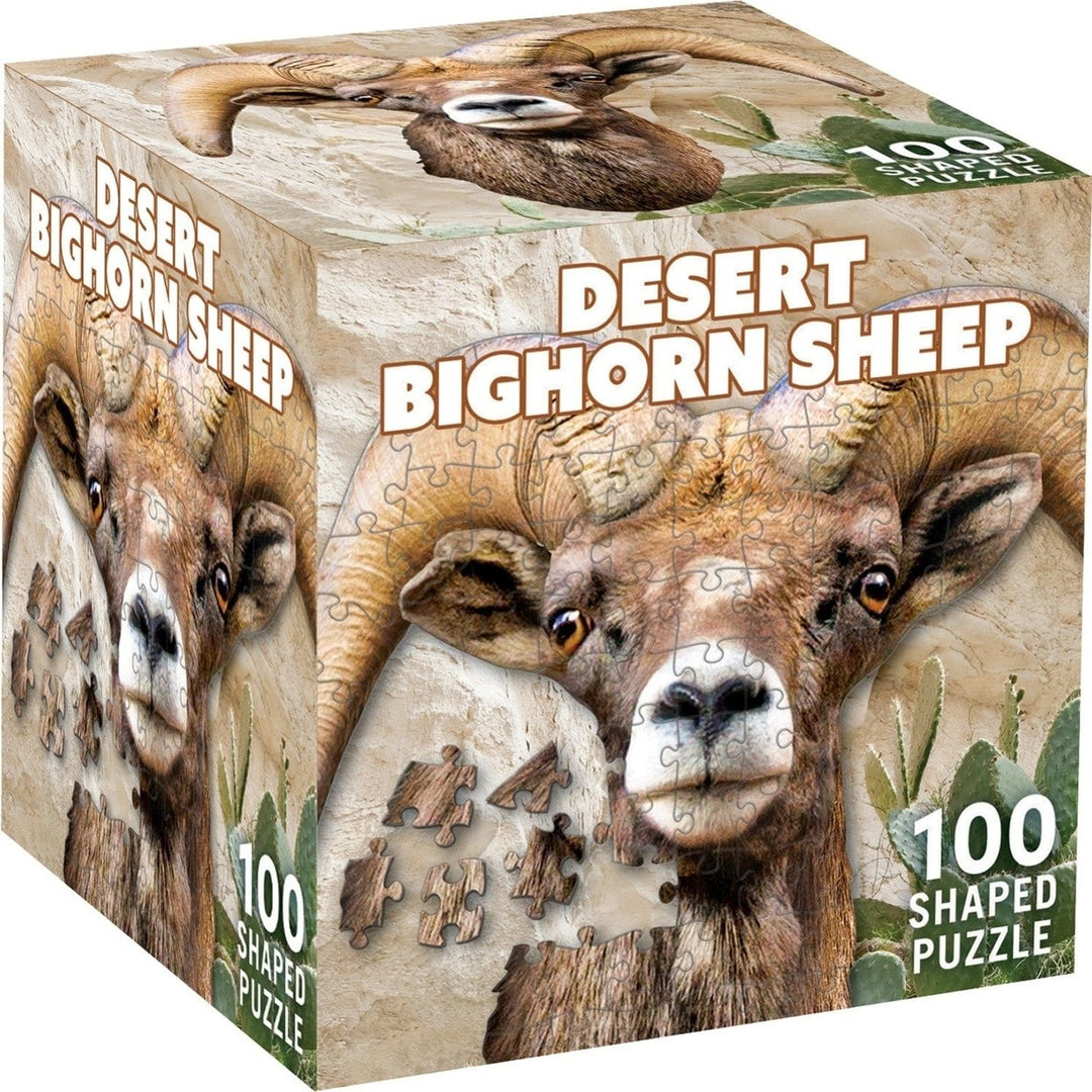 Desert Bighorn Sheep 100 Piece Shaped Jigsaw Puzzle Eco-Friendly Recycled Board Image 1