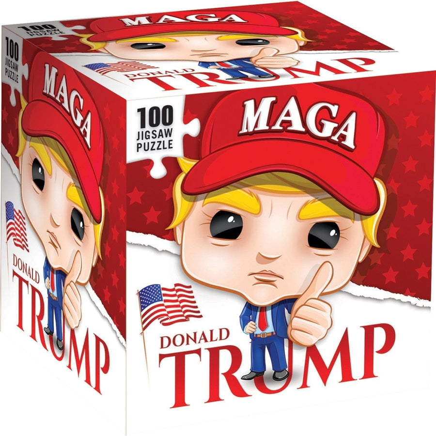 Donald Trump 100 Piece Jigsaw Puzzle Eco-Friendly Recycled Board Chibi Art Image 1