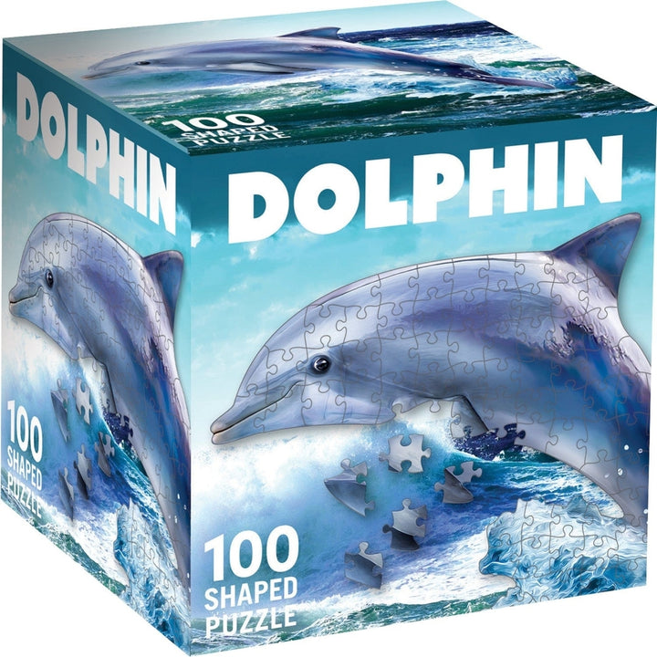 Dolphin 100 Piece Shaped Jigsaw Puzzle Eco-Friendly Photo-Realistic Marine Life Image 1