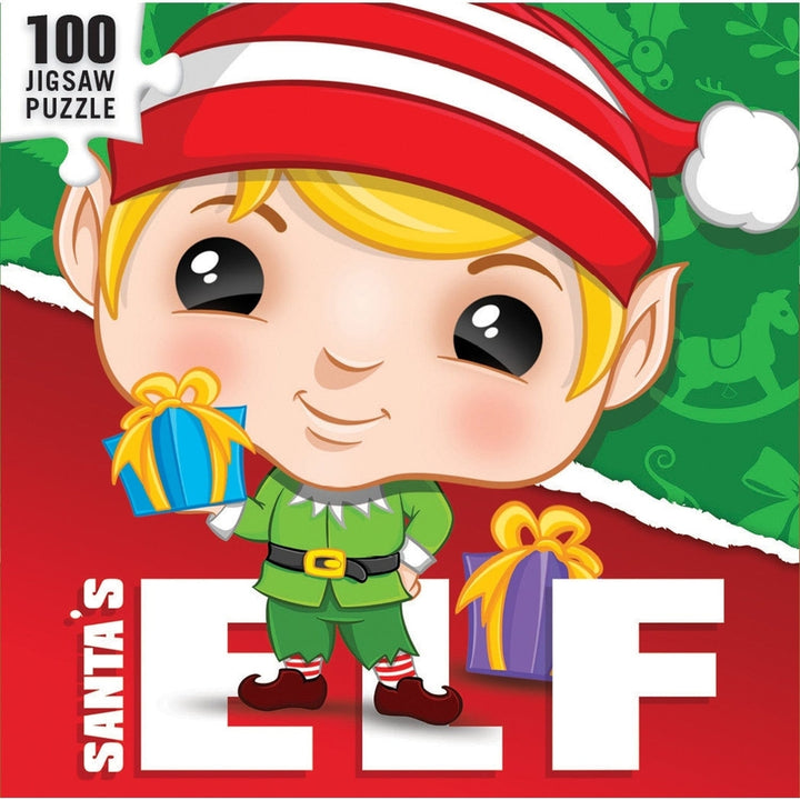 Elf 100 Piece Jigsaw Puzzle Holiday Chibi Design for Ages 6 and Up Portable Cube Image 3