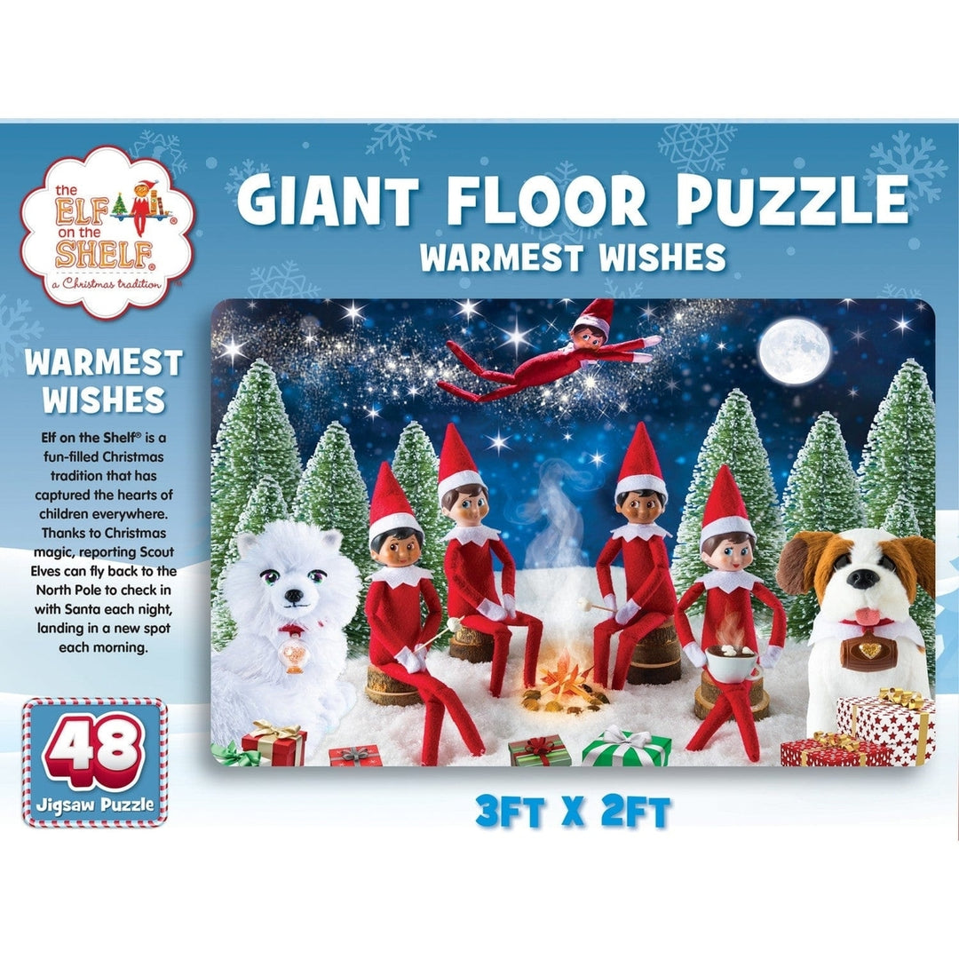 Elf on the Shelf 48 Piece Floor Jigsaw Puzzle Cozy Christmas Scene 36x24 Image 3