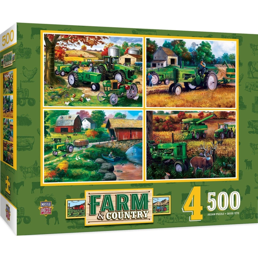 MasterPieces 500 Piece Jigsaw Puzzle 4 Pack Farm Country Tractor Scenes Image 1