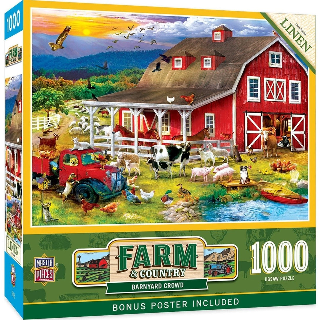 MasterPieces Farm Country Barnyard Crowd 1000 Piece Jigsaw Puzzle 19.25x26.75 Image 1