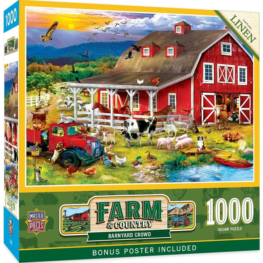 MasterPieces Farm Country Barnyard Crowd 1000 Piece Jigsaw Puzzle 19.25x26.75 Image 1