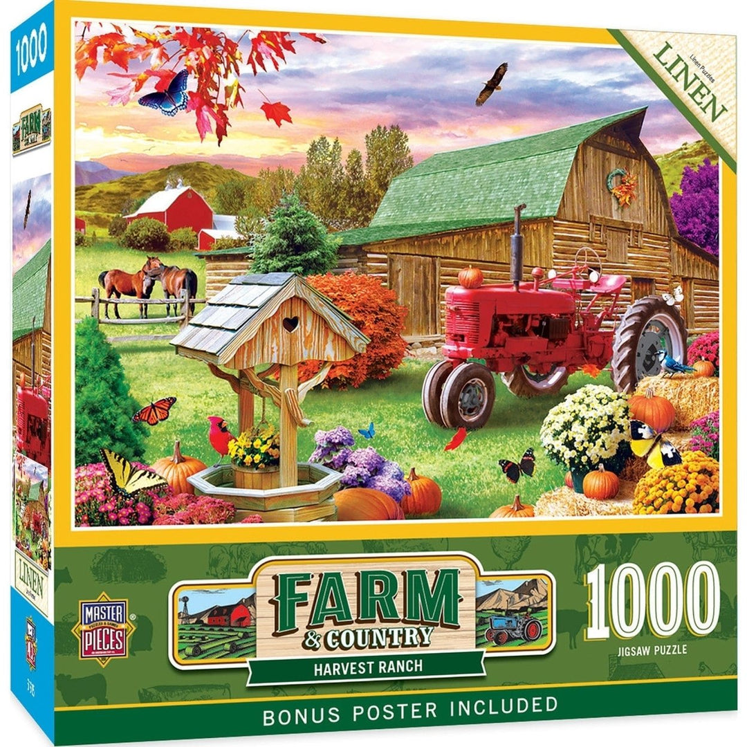 MasterPieces Harvest Ranch 1000 Piece Jigsaw Puzzle 19.25 x 26.75 Recycled Material Image 1