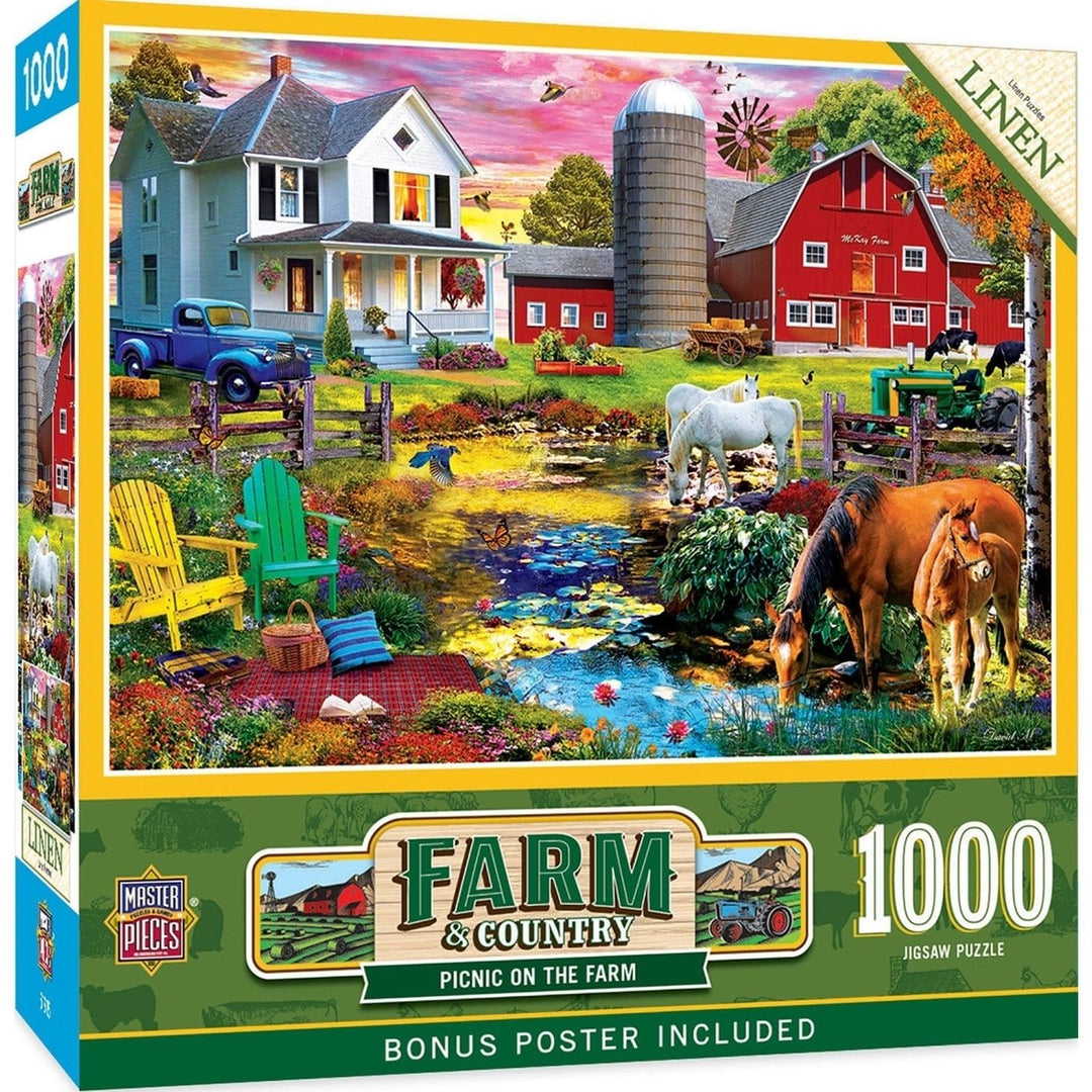 MasterPieces Farm Country Picnic on the Farm Jigsaw Puzzle 1000 Piece 19.25x26.75 Image 1