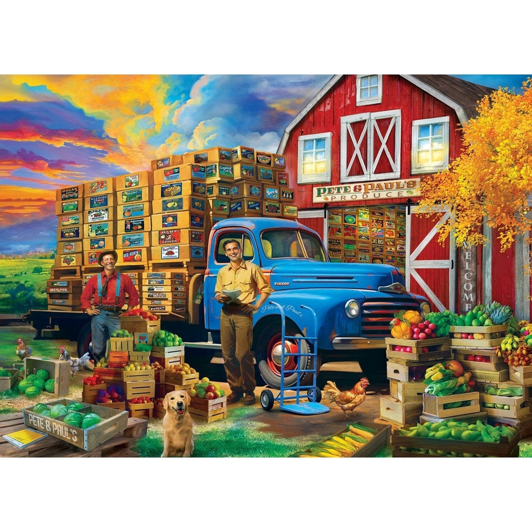 Farm and Country 1000 Piece Jigsaw Puzzle by Pete and Paul Vintage Market Scene Image 2