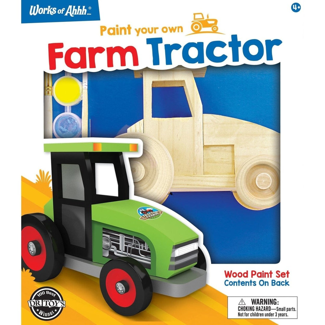 Farm Tractor Wood Craft and Paint Kit Real Wood Non-Toxic Paints for Kids Image 1