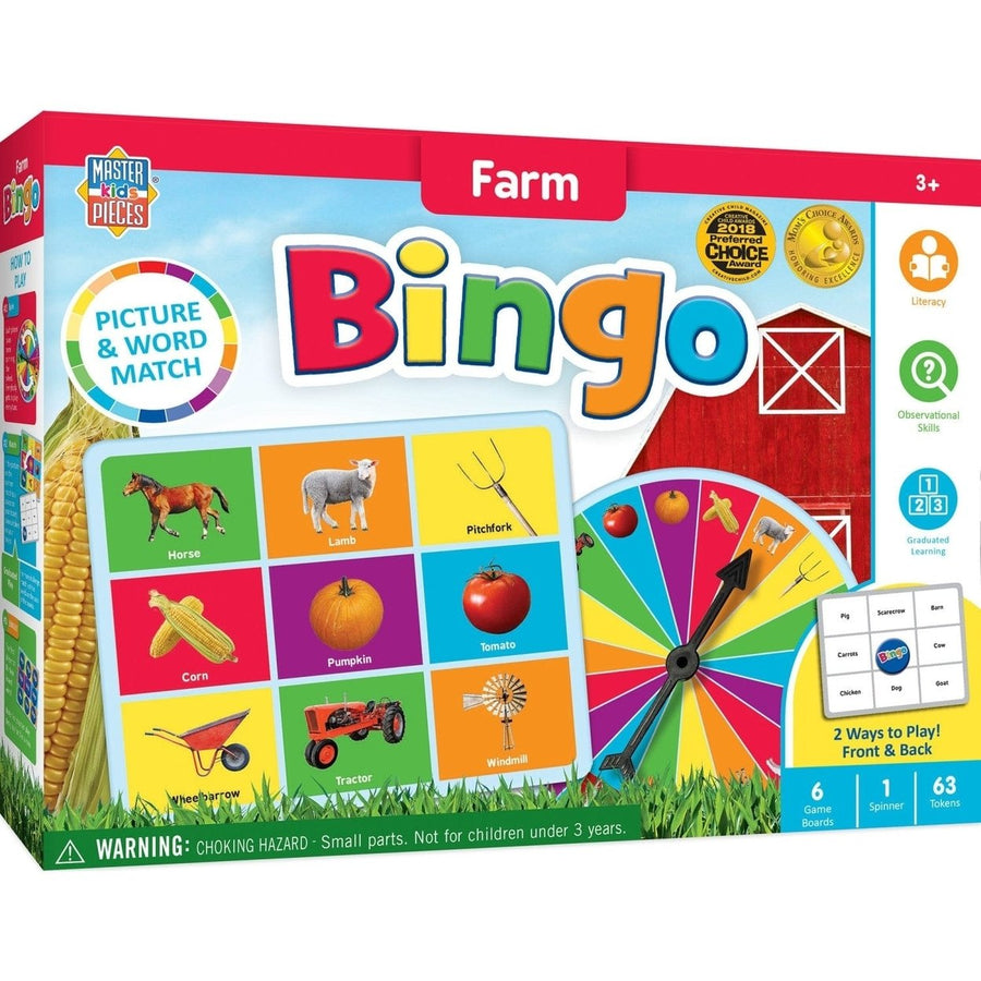 Farm Bingo Game for Kids Ages 3 and Up Family Fun Educational Match Game Image 1