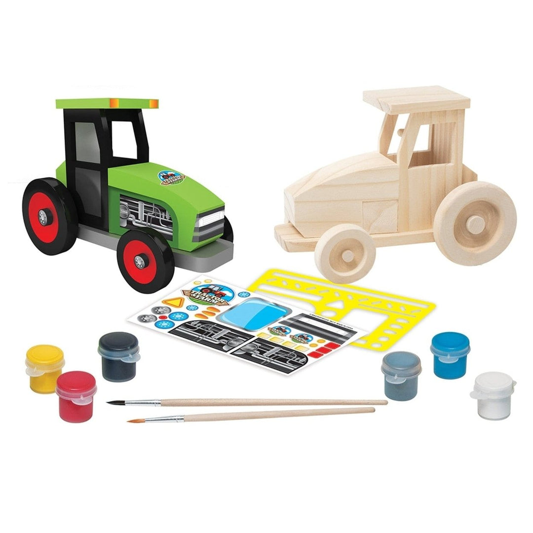 Farm Tractor Wood Craft and Paint Kit Real Wood Non-Toxic Paints for Kids Image 2