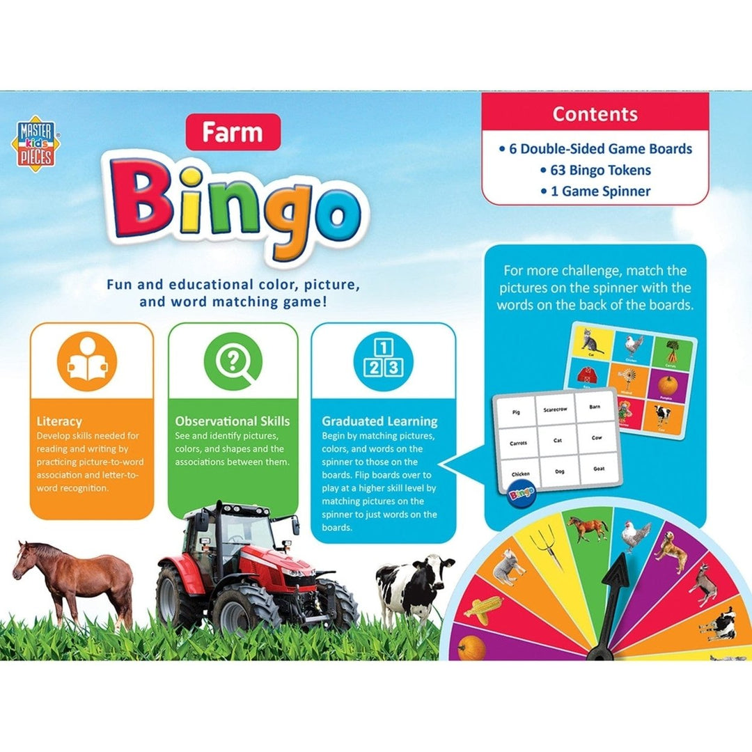 Farm Bingo Game for Kids Ages 3 and Up Family Fun Educational Match Game Image 3