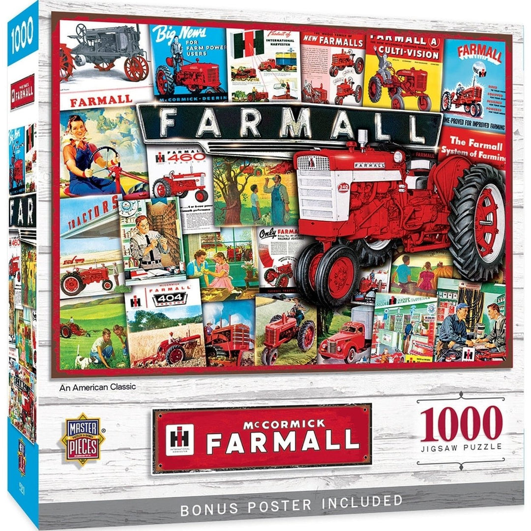 Farmall 1000 Piece Jigsaw Puzzle American Classic Red Tractor Vintage Artwork Image 1