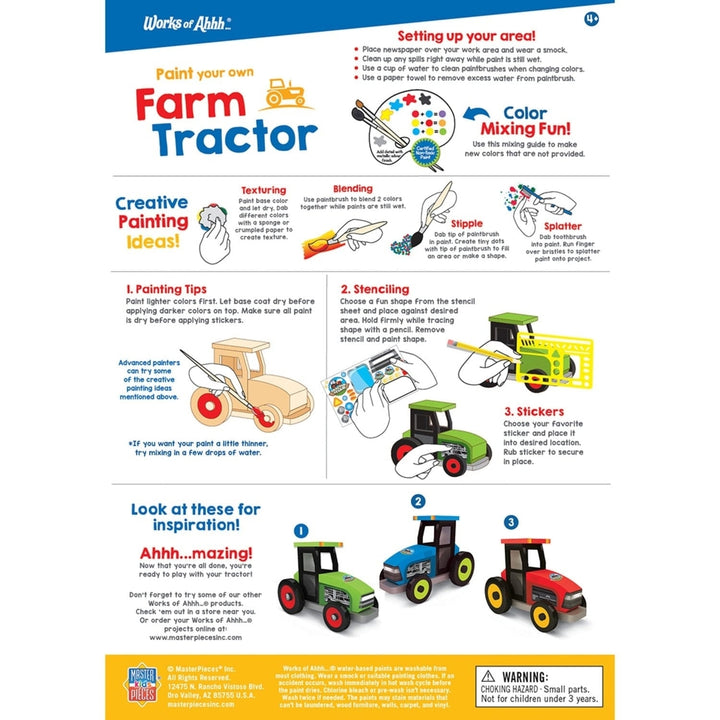 Farm Tractor Wood Craft and Paint Kit Real Wood Non-Toxic Paints for Kids Image 4