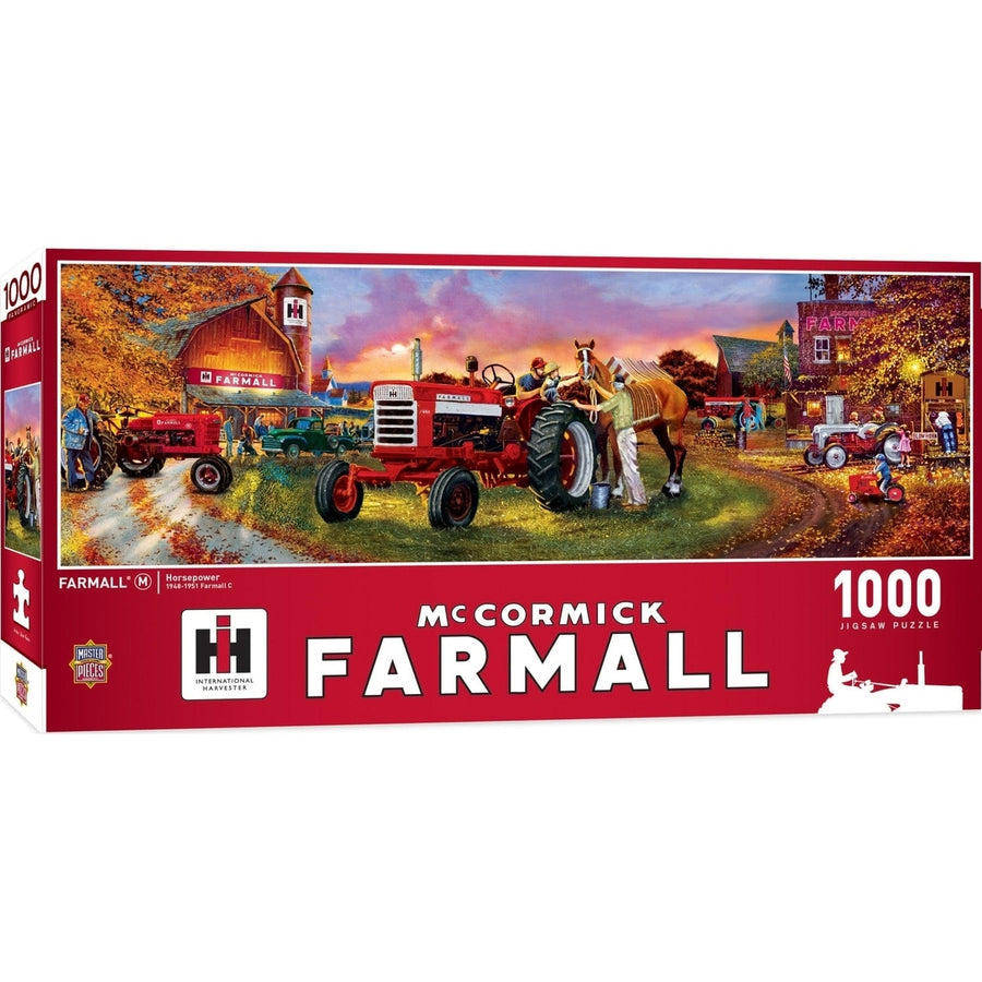 Farmall 1000 Piece Jigsaw Puzzle 13x39 Panoramic Red Tractors Eco-Friendly Image 1