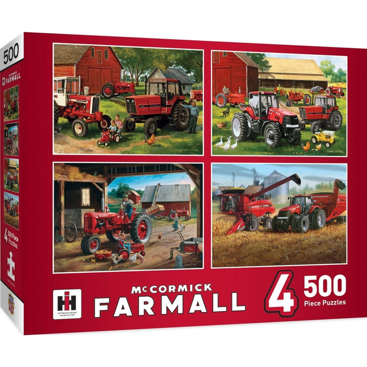 Farmall 4-Pack 500 Piece Jigsaw Puzzles Eco-Friendly Tractor Farm Scenes Image 1