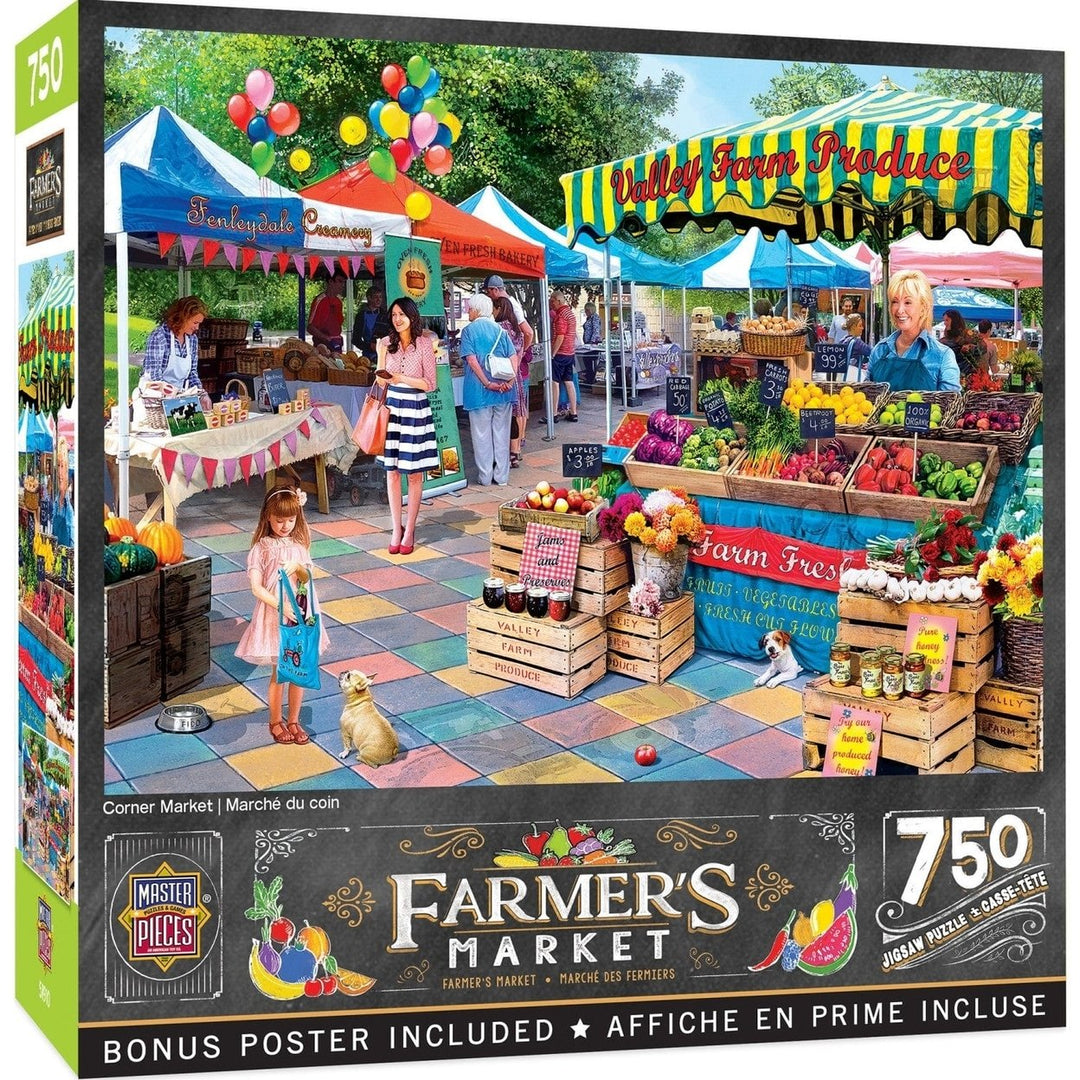 Farmers Market Puzzle 750 Piece Jigsaw Valley Farm Produce Corner Market Image 1