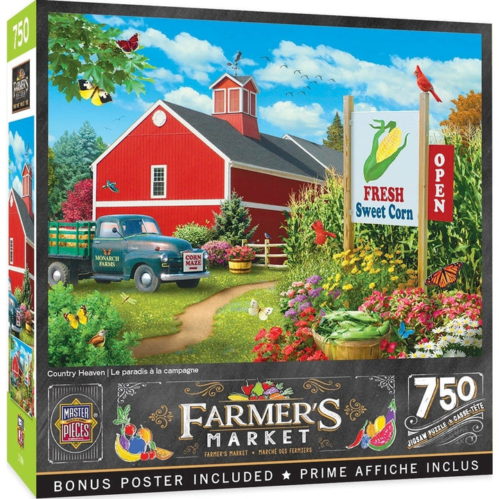 Farmers Market Country Heaven 750 Piece Jigsaw Puzzle 18x24 Eco-Friendly Chipboard Image 1