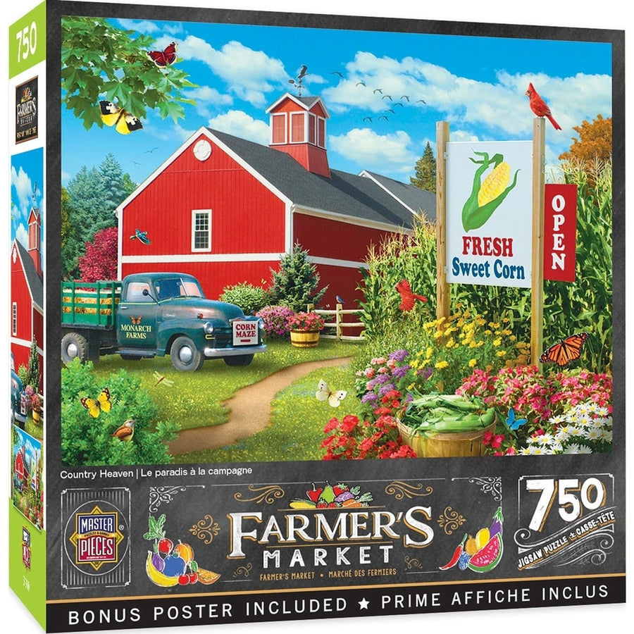 Farmers Market Country Heaven 750 Piece Jigsaw Puzzle 18x24 Eco-Friendly Chipboard Image 1