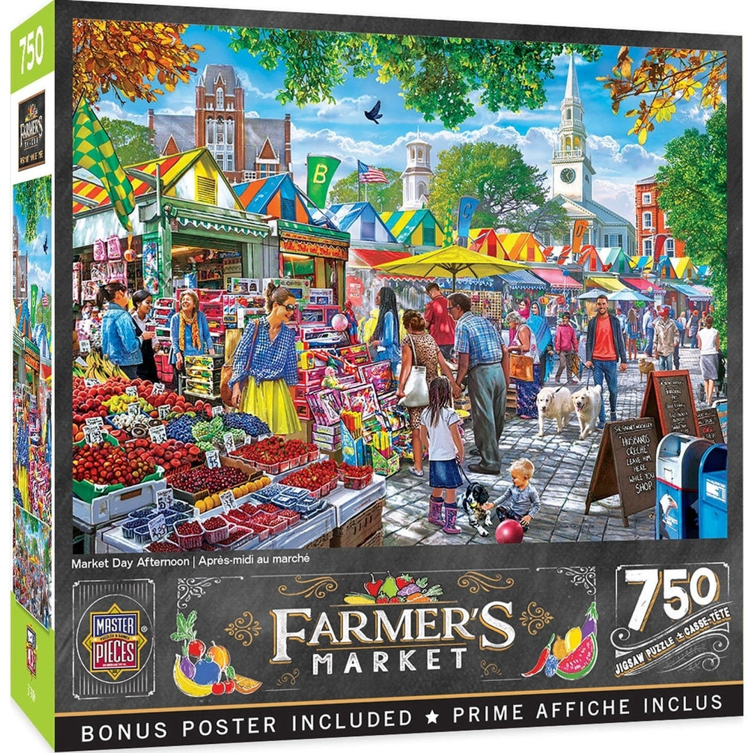 MasterPieces 750 Piece Jigsaw Puzzle Farmers Market Market Day 18x24 Recycled Image 1