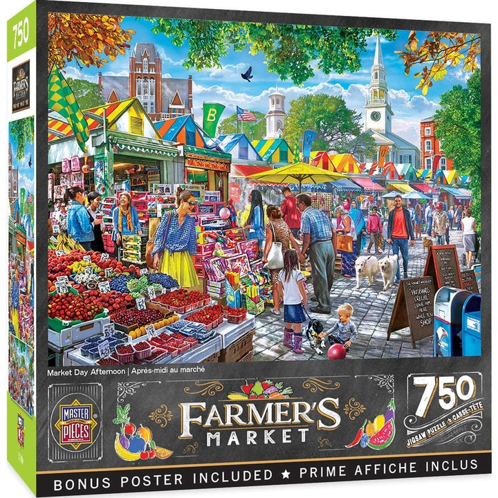 MasterPieces 750 Piece Jigsaw Puzzle Farmers Market Market Day 18x24 Recycled Image 1