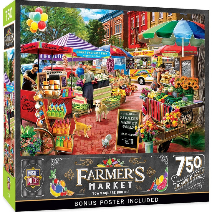 Farmers Market - Town Square Booths 750 Piece Jigsaw Puzzle Image 1