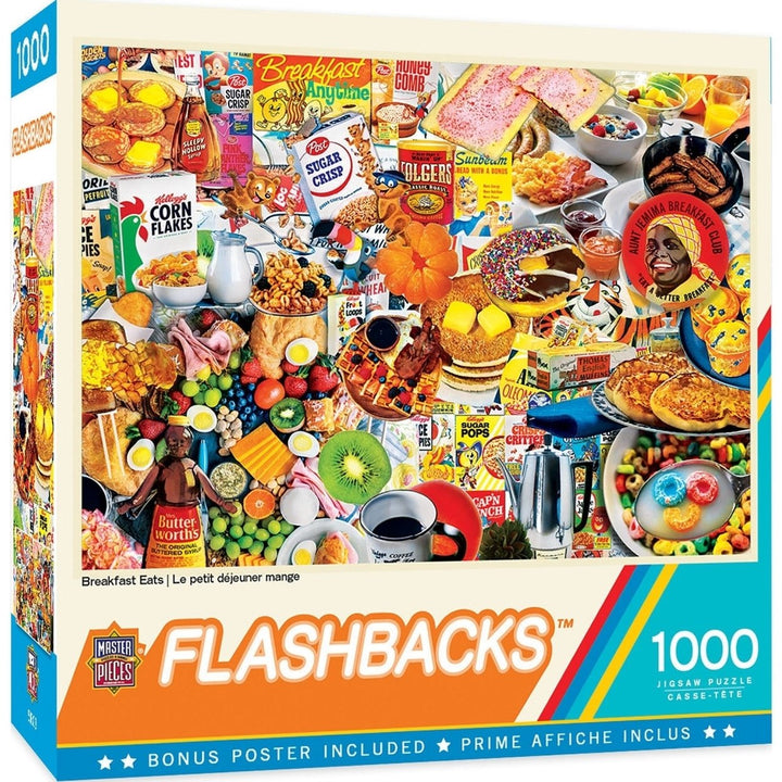 Masterpieces Flashbacks Breakfast Eats 1000 Piece Jigsaw Puzzle Retro Food Image 1