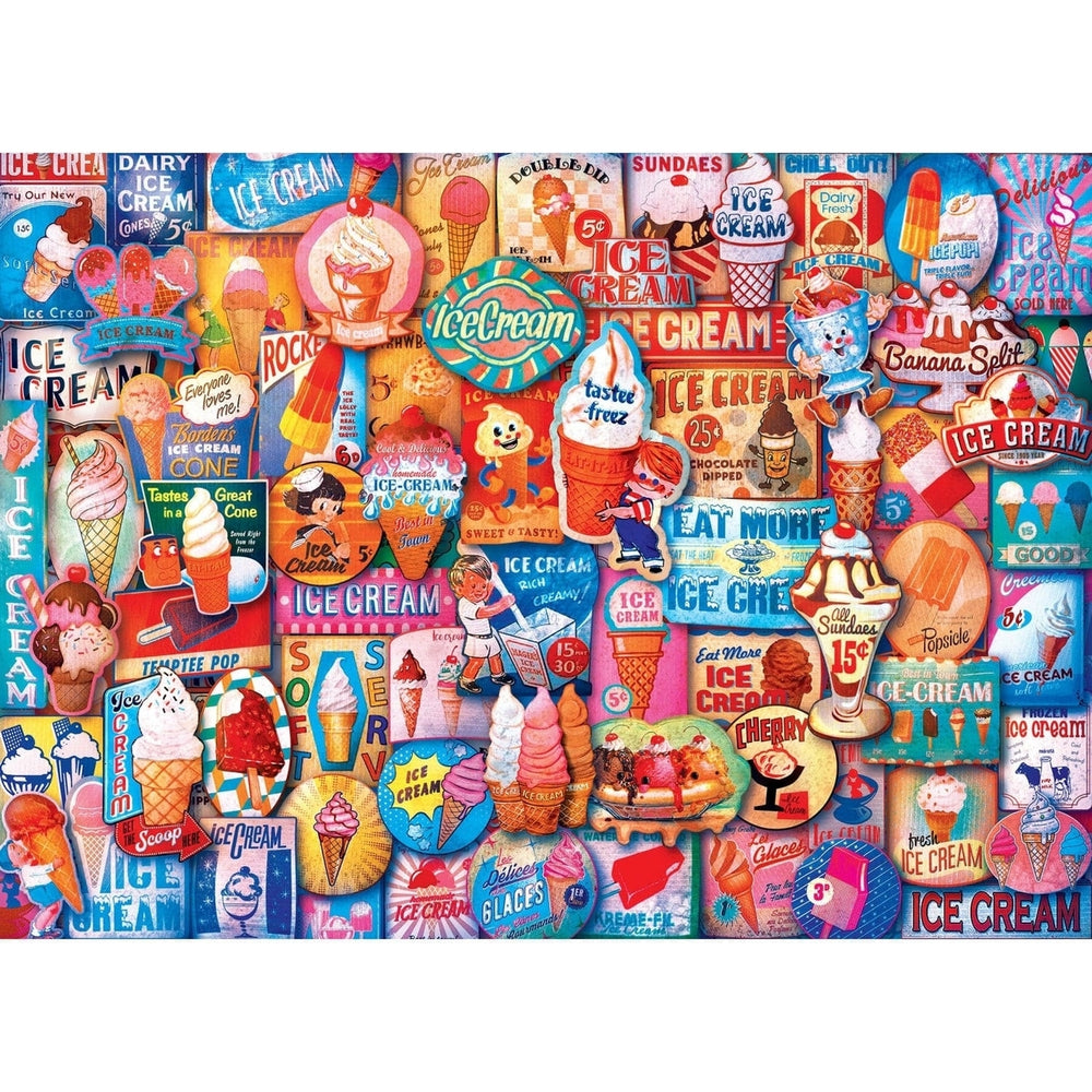 MasterPieces Ice Cream Treats 1000 Piece Jigsaw Puzzle Vintage Collage 19.25x26.75 Image 2