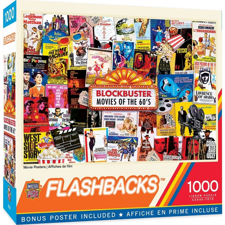 MasterPieces 1000 Piece Jigsaw Puzzle Flashbacks Movie Posters 19.25 x 26.75 inch Image 1