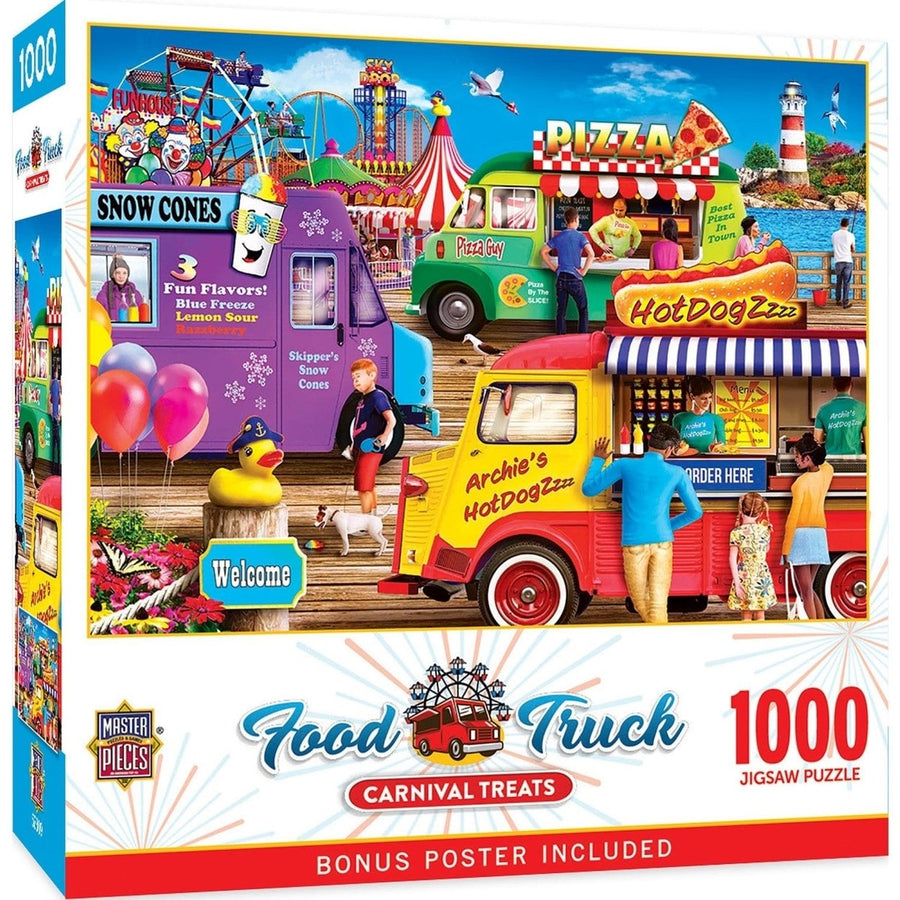 Food Truck Roundup Carnival Treats 1000 Piece Jigsaw Puzzle Colorful Fun Image 1