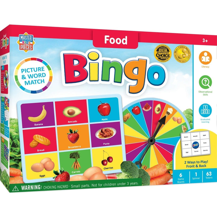 Food Bingo Game for Kids Educational Fun Learning Literacy 3 Years Plus Image 1