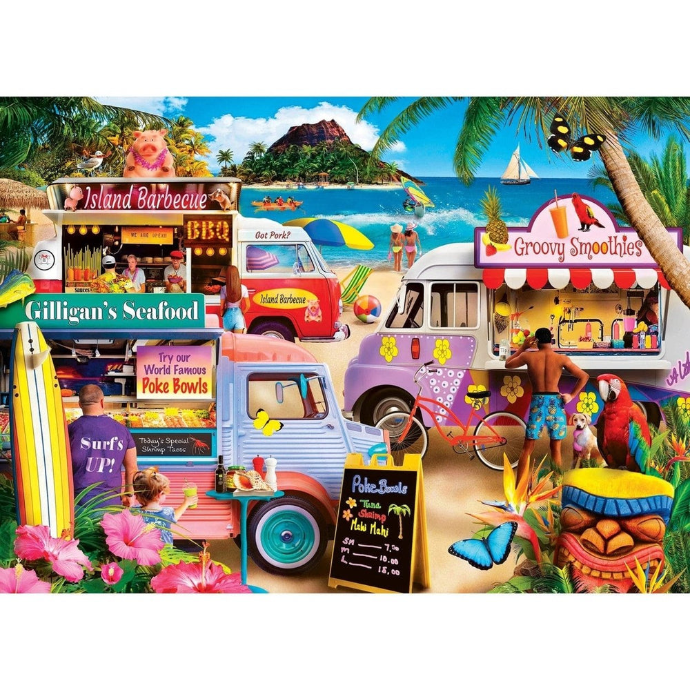 Food Truck Roundup Surfs Up 1000 Piece Jigsaw Puzzle Beach BBQ Smoothies Image 2