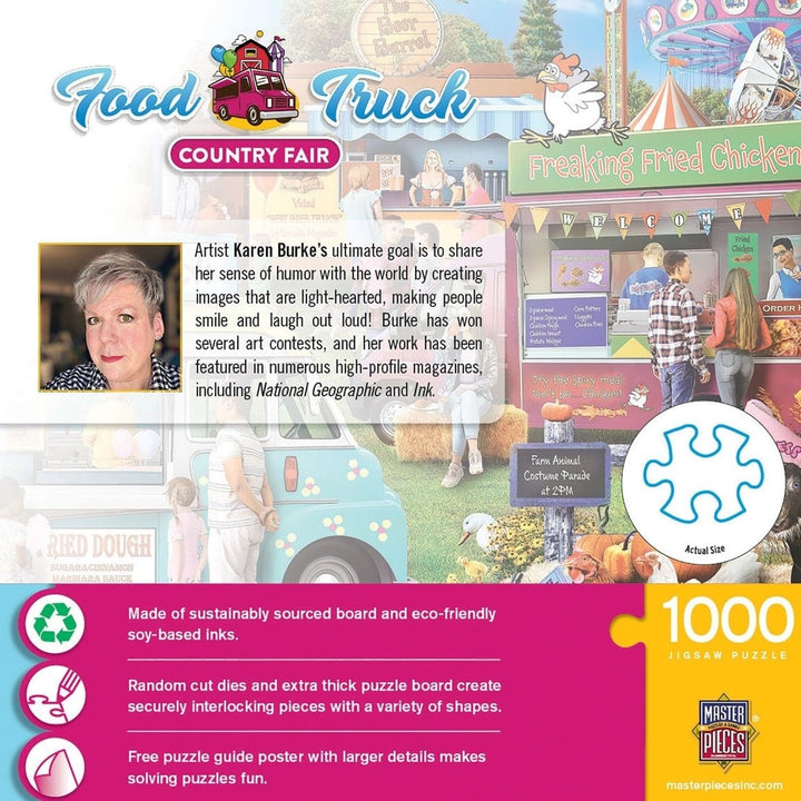 Food Truck Roundup 1000 Piece Jigsaw Puzzle Colorful Country Fair Scene Image 3