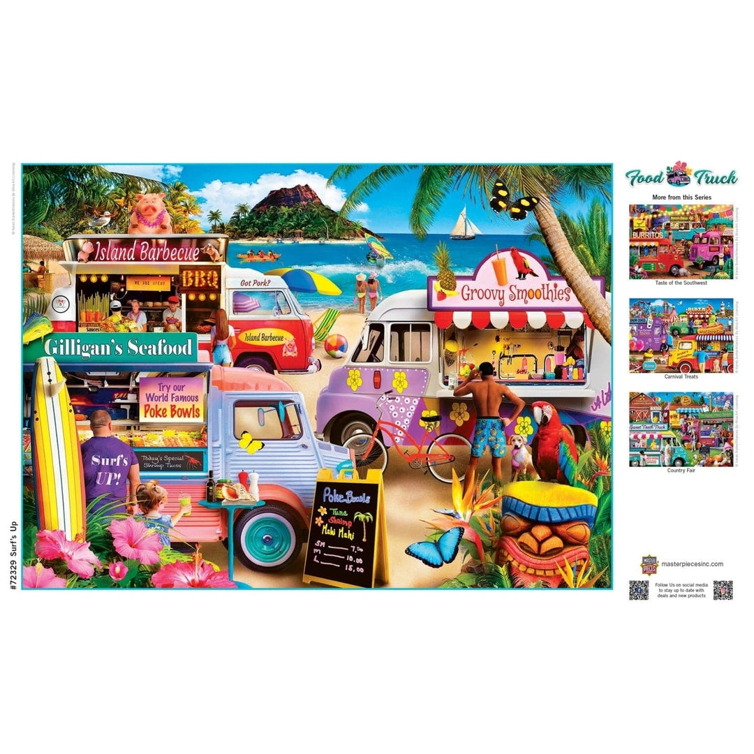 Food Truck Roundup Surfs Up 1000 Piece Jigsaw Puzzle Beach BBQ Smoothies Image 4