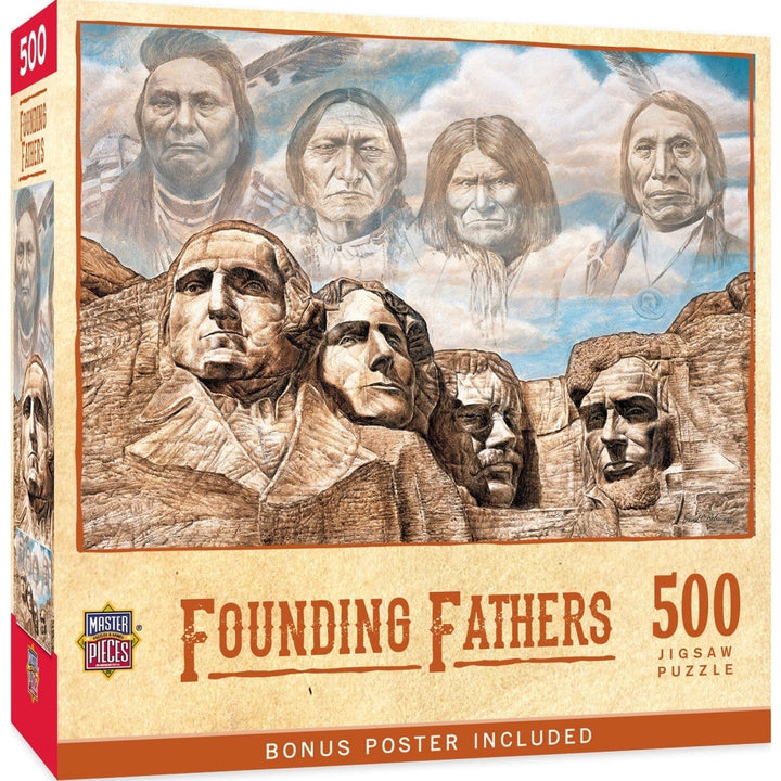 MasterPieces Founding Fathers 500 Piece Jigsaw Puzzle Native American Art 15x21 Image 1